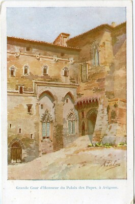 CP / ILLUSTRATOR A. PALION // GRAND COURS D'HONNEUR PALAIS DES PAPES AVIGNON