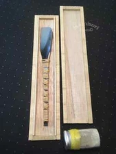 Vintage Japan Razor blade "super well", rattan wrapped, abrasive, , near unused.