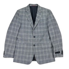 Tommy Hilfiger Mens Modern Fit Plaid Sport Coat Blue 38R
