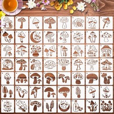 Augshy Mushrooms Stencils Template, 56 Pack Reusable Plastic Template White