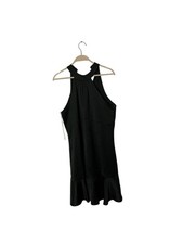 New Nine West Ruffle Hem Halter Neckline Button Closure Swing Dress Women's M