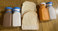 FISHER PRICE Fun with Food 4 Milk Bottle  2 Bread 1987 Kitchen toys Old Vintage