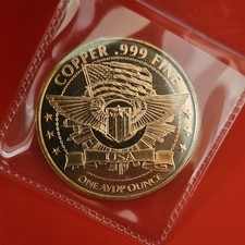 Donald Trump USA .999 Fine Copper One AVDP Ounce Round Fantasy Issue Coin