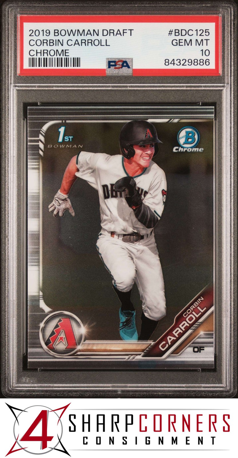 2019 BOWMAN DRAFT CHROME #BDC125 CORBIN CARROLL RC PSA 10