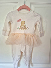 NEXT Baby Girls White/Pink Polka Dot Bunny Tutu Babygrow Long Sleeve 0-3M