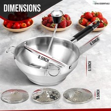 Handheld Stainless Steel Food Mill Masher for Potatoes Fruit Veg Baby Puree