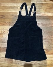 KLD Black Corduroy Overalls Shorts Romper Made In USA Medium