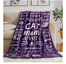 Cat Mom Gifts Blanket for Women Cat 50x40 Soft Throw Blanket Purple