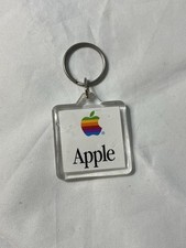 Apple Mac OS Lucite Square Keychain Rainbow Apple Collectible Vintage 90's