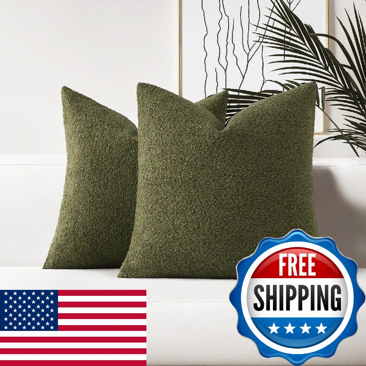 HAUSSY Set of 2 24x24 Decorative Throw Pillow Covers, Soft Cozy European Pillow