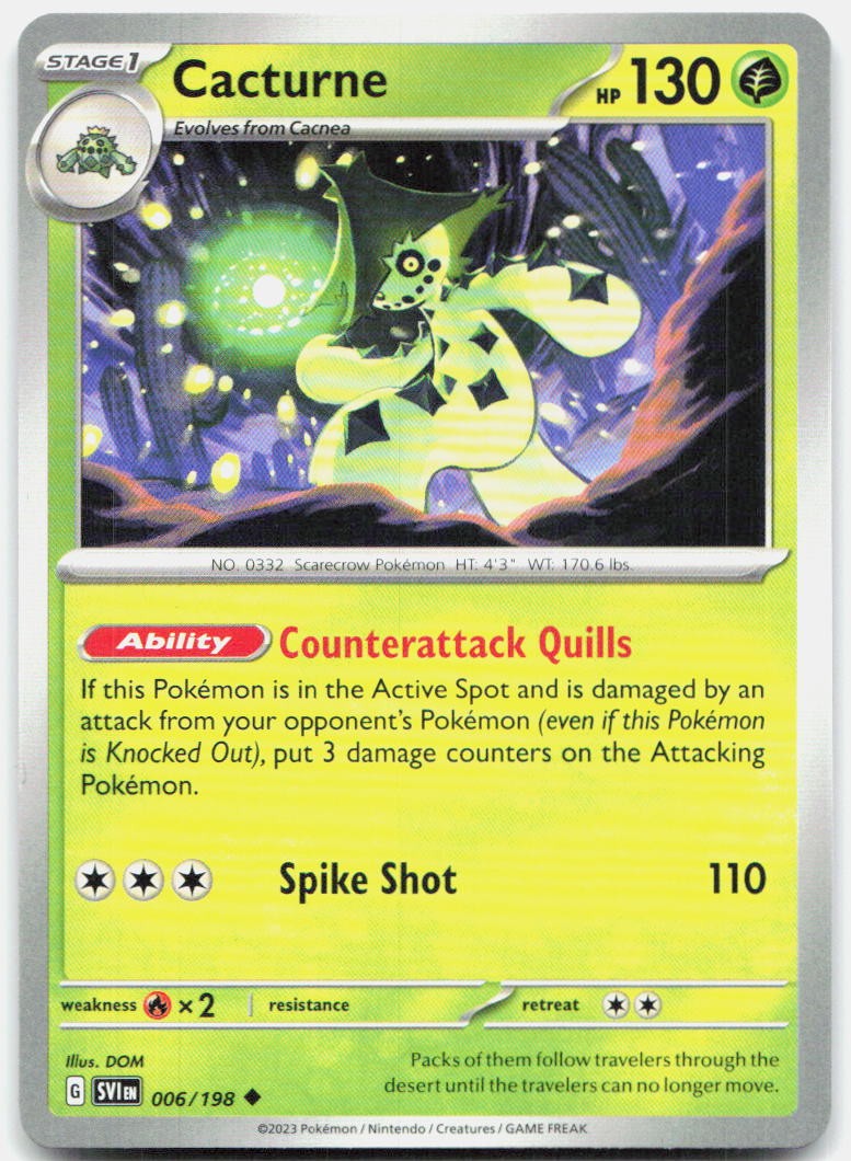 Cacturne 006/198 Uncommon Scarlet & Violet Pokemon Near Mint