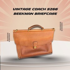 Vintage Coach 5266 Beekman Briefcase Leather Tan Gold Hardware