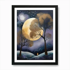 Cosmic Fall Night،An ethereal boho Framed Wall Art Poster Canvas Print Picture