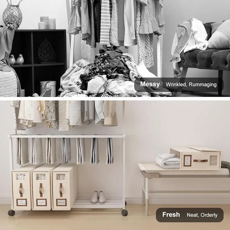 Складной органайзер для хранения простыней 6 упаковок льняной шкаф контейнер с ручкой новый - Изображение 4 из 4