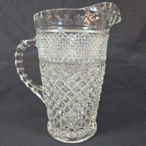 Vintage Wexford Diamond Point 64 Ounce Glass 9" Tall Beverage Water Pitcher