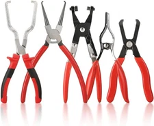 5PCS Fuel Line Pliers Set | Hose Clamp Tool, Heavy-Duty Red 