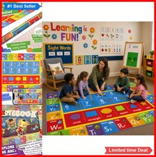 ABC Alphabet Numbers Shapes Kids Rug 5x7 Non Slip Educational Play Mat for