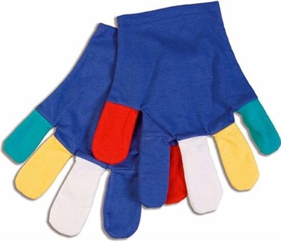 FORUM SHORT BLUE & MULICOLOR COTTON CLOWN GLOVES UNISEX COSTUME ACCESSORY 64462