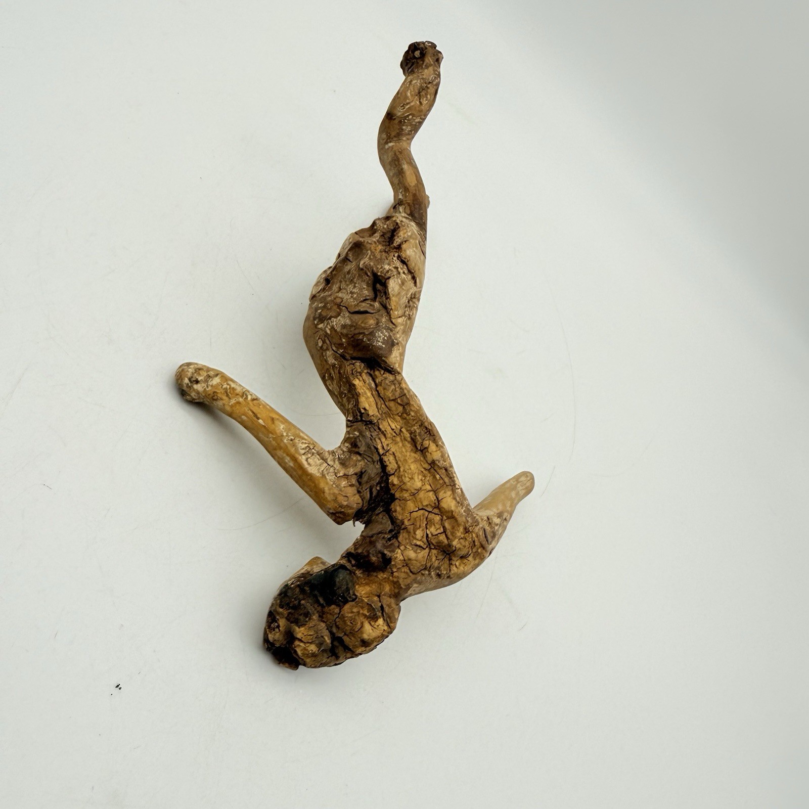 Hand Carved Wood Abstract Conversation Piece Doubles As Man To Lizard Unique thumbnail 4