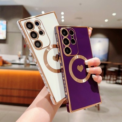 Magnetic Shockproof Plating Pattern Case For Samsung Galaxy S25 S24 S23 S22 S21