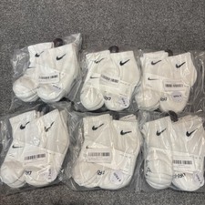 6 Nike Dri-FIT Kids Cushioned Ankle Socks 6-Pack White XXS 7C-10C Bulk 36