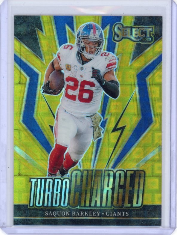 Saquon Barkley Turbo Charged Gold /10: 2023 Panini Select Football. PHI RB!