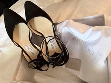 JIMMY CHOO Barely Worn - Vicky Suede Ballerina Block Heel - Black Sz 7.5 w/ Box