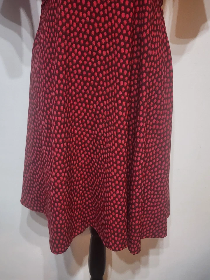 SERAPHINE Fit N Flare Maternity Dress Size 6 Red Polka Dot Short Sleeve - Image 3 of 4