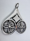 Unique VNT Scandinavian Sterling Silver Handcrafted Double Flower Pendant — photo 2