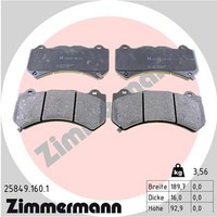 Vorderachse Zimmermann 25849.160.1 Bremsbelagsatz, Scheibenbremse FüR Cadillac,C