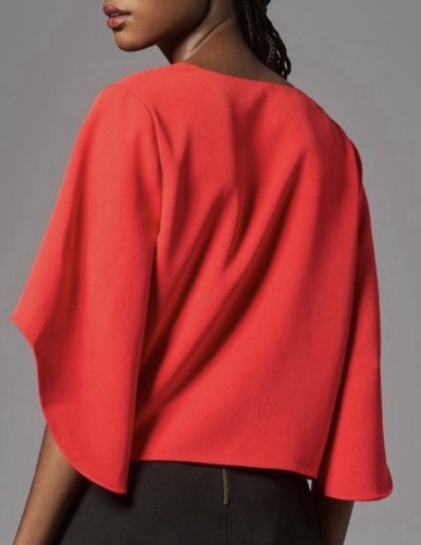 MARE MARE X ANTHROPOLOGIE Red V-Neck Cape Blouse In Classic Red Size XXS - Picture 2 of 9