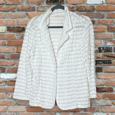 Erin London Women's Size 12 White Ruffle Blazer Layered One Button Long Sleeve