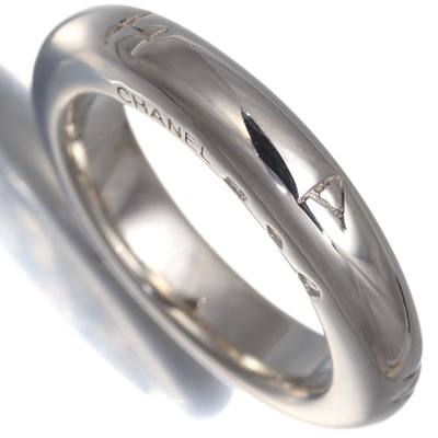 CHANEL シルバー バンドリング CHANEL Band Ring Logo 925 Sterling Silver Stamped JP14 US6