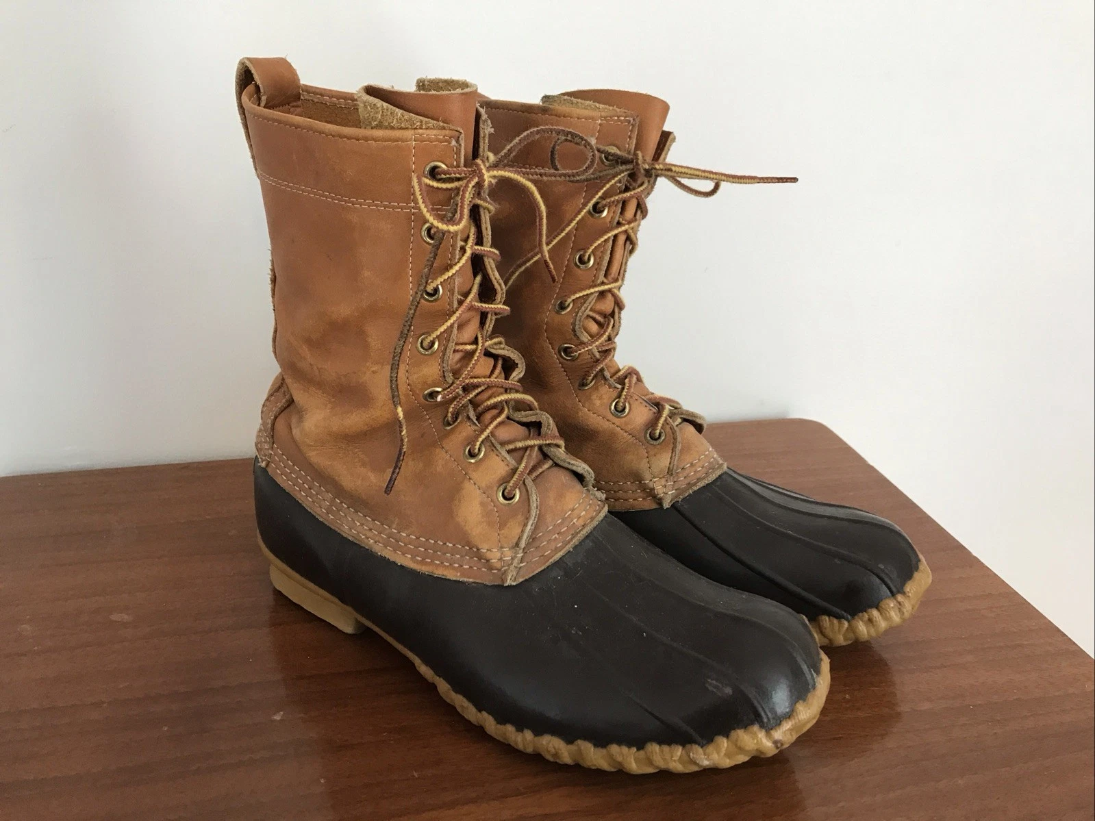 LLBean Maine Hunting Boots Size 9 ‘GM’ Brown Leather Shank 9” Tall
