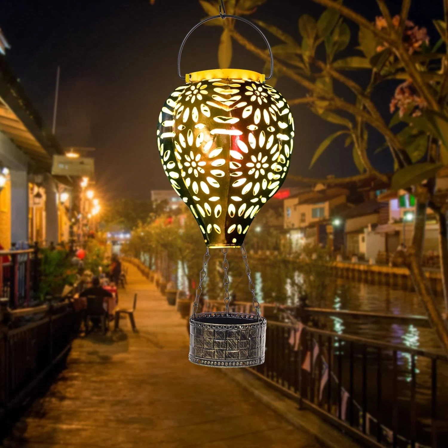 Solar Hot Air Balloon Lantern Outdoor Waterproof Hanging Decorative Light