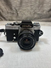 Minolta XE-5 35mm camera -w/ Minolta 28MM Lens - Vintage SLR W/ Strap. Untested