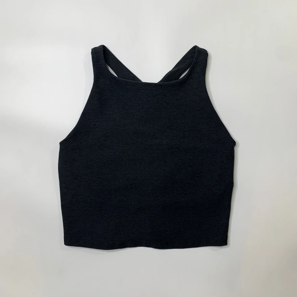 Beyond Yoga Tank Top Womens M Medium Black Spacedye Racerback Cropped Shelf Bra - Image 2 of 4