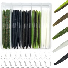 Senko Wacky Worms Soft Plastic Lures 30pcs Rubber Worms 4-5 inches Bass