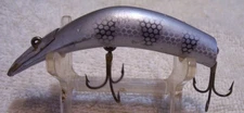 073025 VINTAGE LAZY IKE WOOD LURE   3"  SILVER