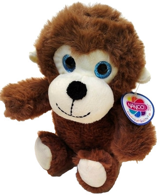 Nanco Monkey Plush Brown Stuffed Animal 11'' Blue Big Eyes chimpanzee