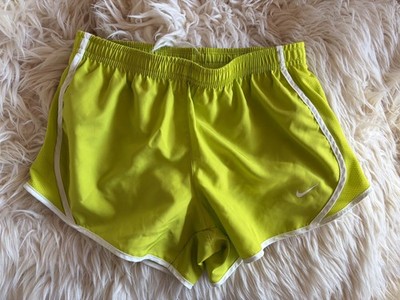Girls Youth Nike Dri Fit Lined Athletic Shorts Neon Green W/White Size M New 