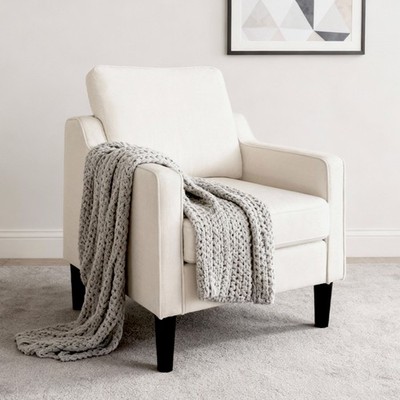 Chenille Accent Chair Modern Lounge Armchair w/ Solid Wood Legs for Living Room