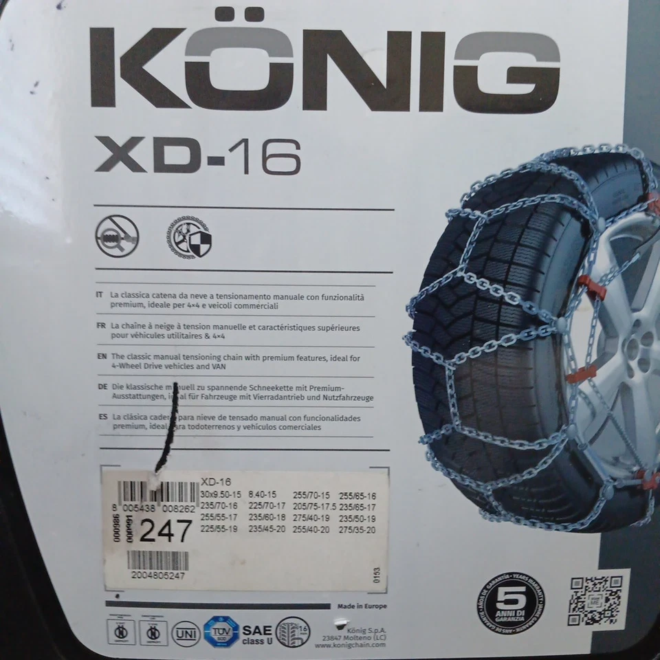 Цепи для снега Thule Konig XD-16 247 235/70–16, 30x9,50–15. Никогда не использовались - Изображение 2 из 4