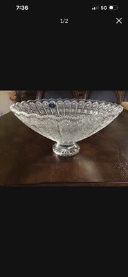 Bohemia Crystal Cut Glass Pedestal Bowl Round  13 2/3  