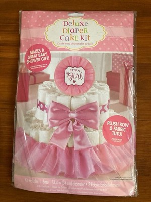Windeltorte DIY Set Mädchen, Rosa, 4 - Tlg. - Dekorationsset von Amscan