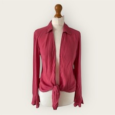 Viyella Vintage Y2K Silk Blouse Top Cover Up 12 10 Pink Open Knot Boho Fairy VGC