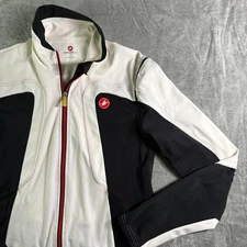 Castelli Cycling Rosso Corsa Jacket Full Zip White Black Red Trim XL (READ)