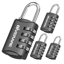 4 Pack Combination Lock, 4Digit Padlock Keyless, Resettable Luggage Locks for...