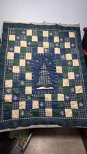 Vintage Handmade Christmas Quilt Winter Tree Snowflake Patchwork Throw Blanket