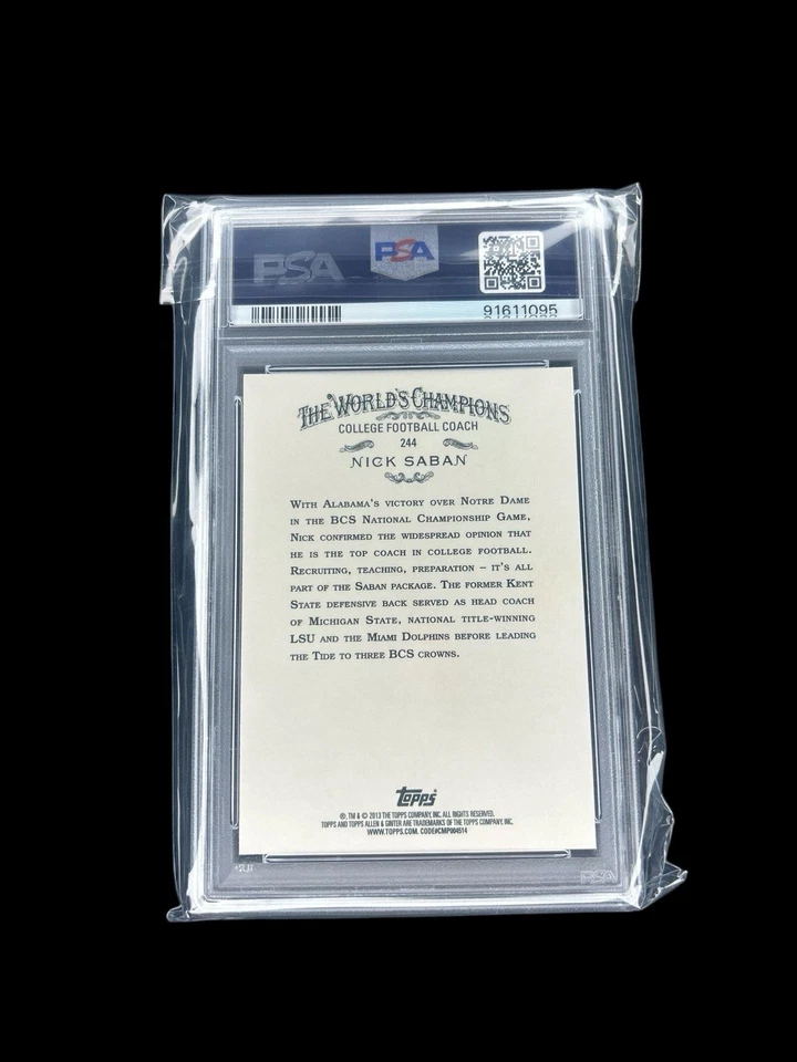 2013 Topps Allen & Ginter #130 NICK SABAN PSA 9 MINT Alabama Crimson Tide GOAT - Image 2 of 4